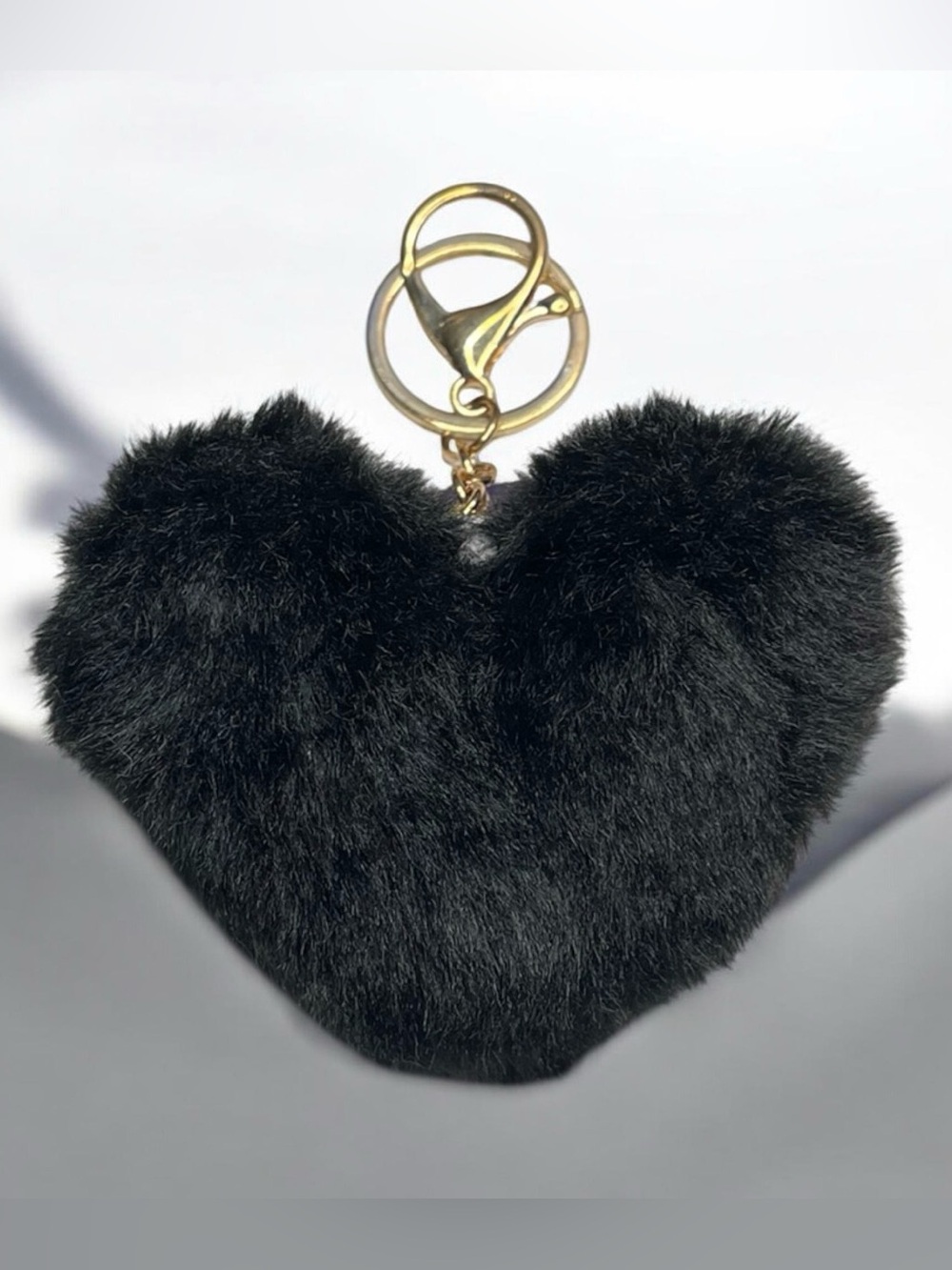 Plush Black Heart Keychain